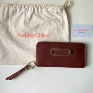 NEW See by Chloe brown leather zip around wallet